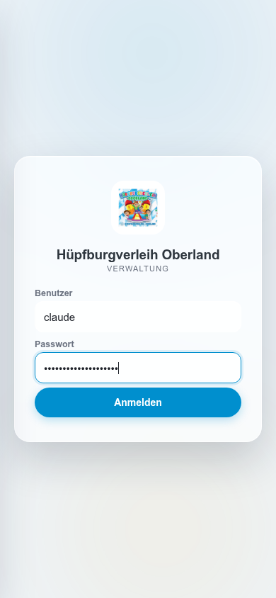 Anmeldemaske mit Benutzername und Passwort