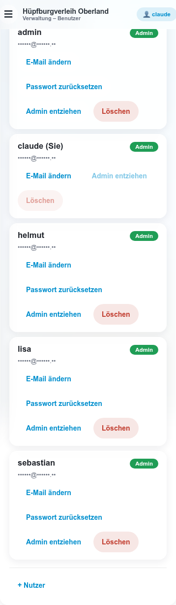 Benutzerverwaltung mit Rollen und E-Mail-Status